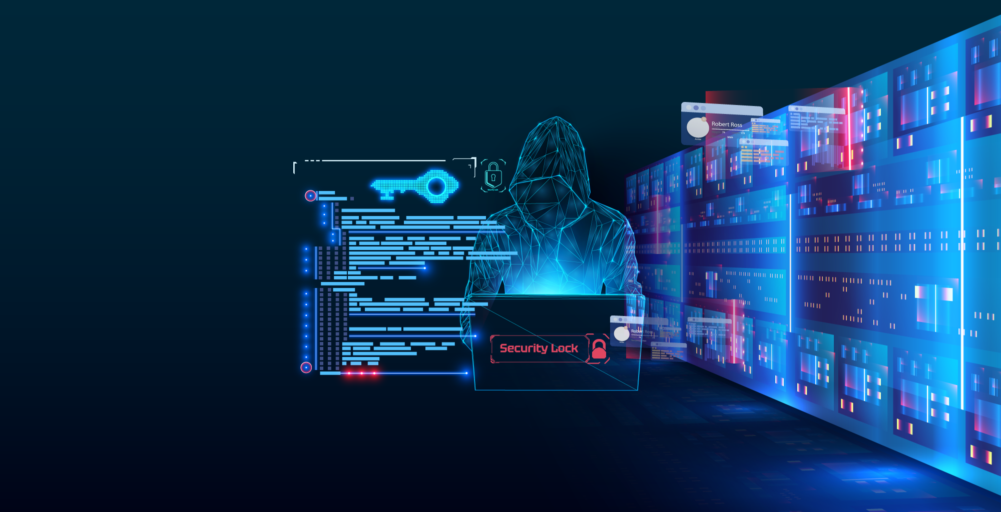 city scape with code above it